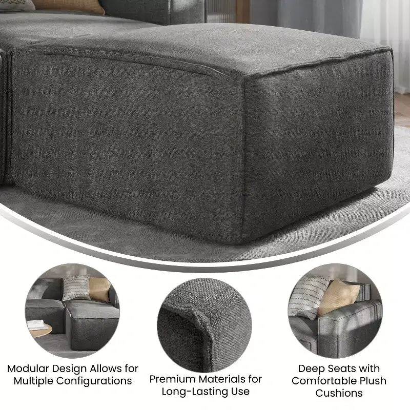 Repose-pieds ottoman modulaire Emma et Oliver