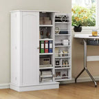 HOMCOM Meuble de cuisine 41, Armoire de cuisine à 2 portes avec 5 étagères de rangement, 12 porte-épices et étagères réglables pour salle à manger
