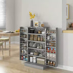 HOMCOM Meuble de cuisine 41, Armoire de cuisine à 2 portes avec 5 étagères de rangement, 12 porte-épices et étagères réglables pour salle à manger