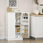 HOMCOM Meuble de cuisine 41, Armoire de cuisine à 2 portes avec 5 étagères de rangement, 12 porte-épices et étagères réglables pour salle à manger