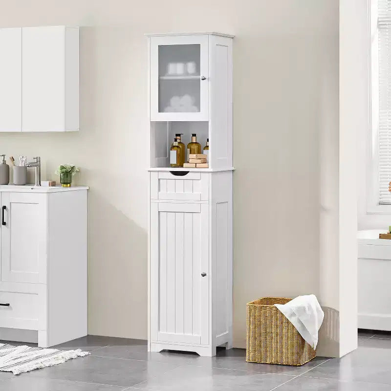 Yaheetech 67 Armoire de rangement autonome avec étagères réglables pour cuisine, salle de bain, salon, blanc