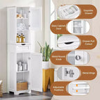 Yaheetech 67 Armoire de rangement autonome avec étagères réglables pour cuisine, salle de bain, salon, blanc