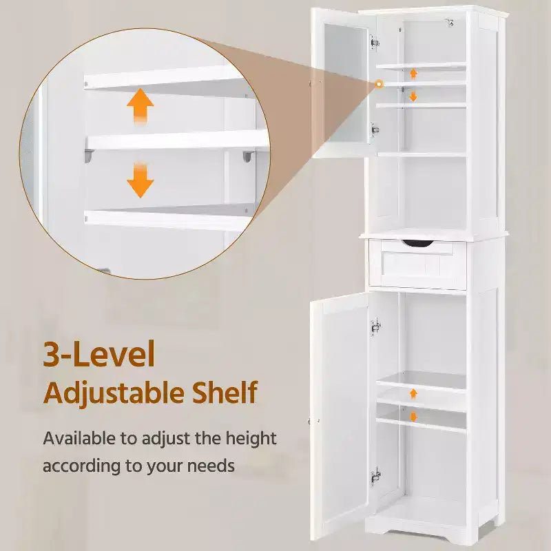 Yaheetech 67 Armoire de rangement autonome avec étagères réglables pour cuisine, salle de bain, salon, blanc
