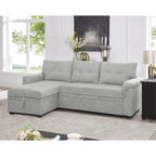 Canapé d'angle réversible convertible avec lit gigogne, méridienne de rangement et pieds durables