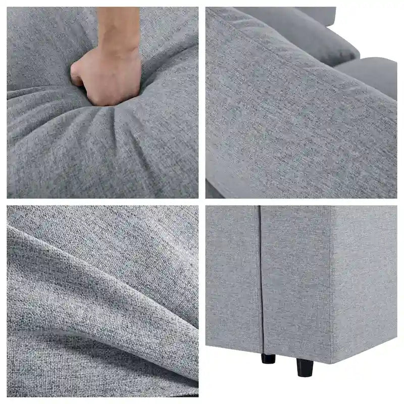 Canapé d'angle moderne en U avec 2 grandes méridiennes et poufs amovibles