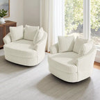 DREAMSIDEA Lot de 2 fauteuils pivotants recouverts de tissu, accoudoirs encastrés