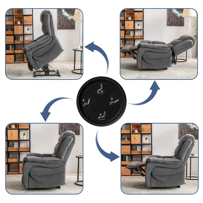 Fauteuil inclinable à plat releveur électrique pour personnes âgées avec massage et chauffage