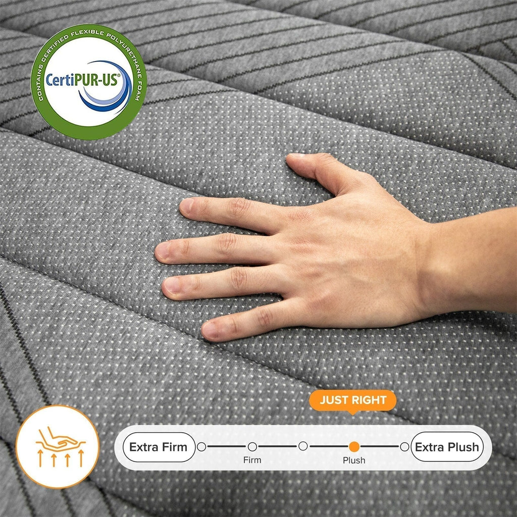 Matelas respirant rafraîchissant SweDrea Plush hybride en mousse à mémoire de forme 8/12 po avec certifications CertiPUR-US, SGS et OEKO-TEX