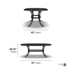 Ensemble de salle à manger d'extérieur 7 pièces en aluminium bronze Sanibel avec table à manger ovale de 72 et six fauteuils par Homestyles