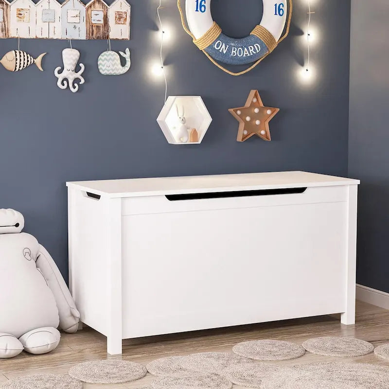 Coffre à jouets en bois pour enfants avec couvercle à charnière de sécurité, pour les 3 ans et plus