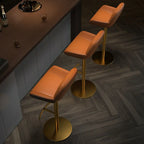 Tabourets de bar pivotants en cuir minimalistes à dossier bas pour la cuisine