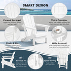Chaise Adirondack pliante d'extérieur tout temps Polytrends Laguna résistante à la décoloration pour patio
