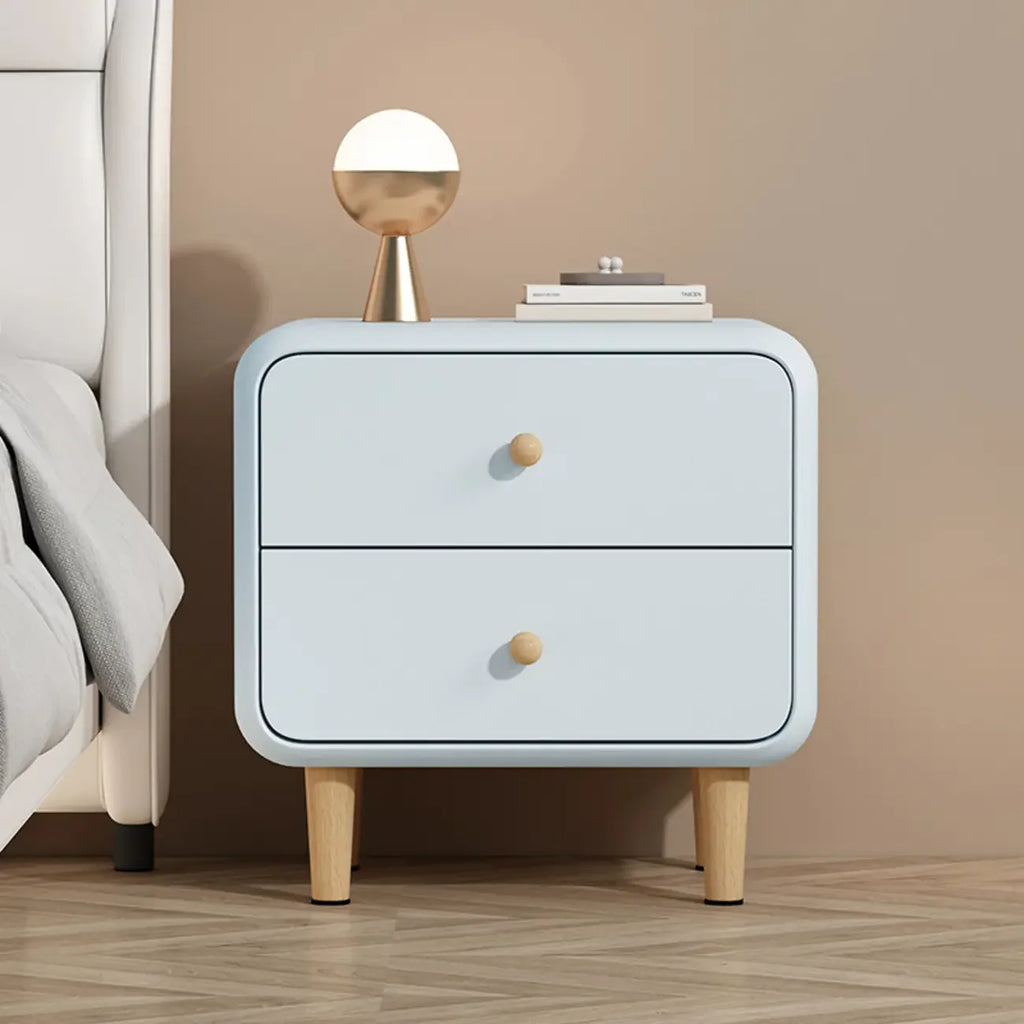 Table de chevet moderne en bois à 2 tiroirs avec pieds