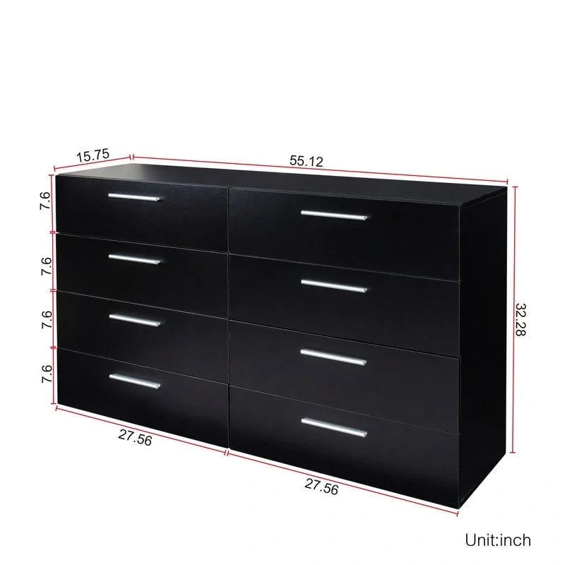 Commode double à 8 tiroirs, peu encombrante