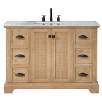 Meuble sous-vasque Hervas avec plateau en marbre naturel, sans miroir
