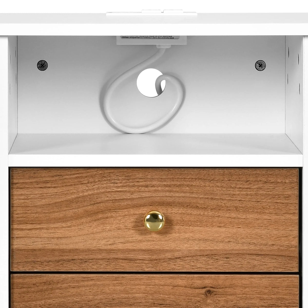 Tables de chevet (lot de 2) avec station de charge, table d'appoint avec 2 tiroirs, ports USB et prises, pour chambre à coucher