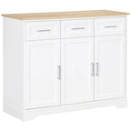 Meuble de Rangement Buffet de Cuisine Blanc avec 3 Tiroirs et Étagère Réglable