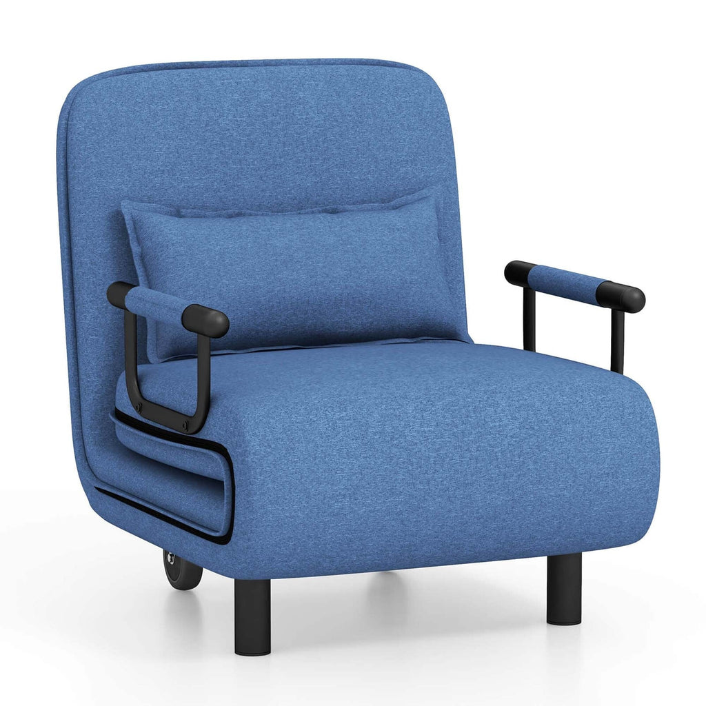 Chaise Longue Pliante Convertible en Lit Canapé avec Dossier Réglable