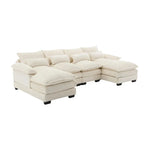 Canapé modulable Cloud pour salon, canapé d'angle moderne en chenille/boucle, canapé convertible modulable confortable avec double méridienne