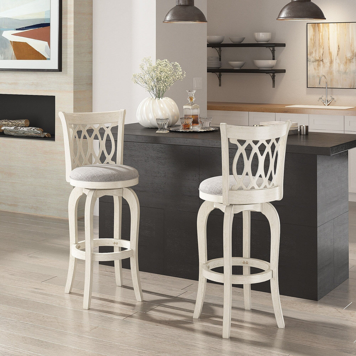Tabouret de bar pivotant Rovinj Scroll Back