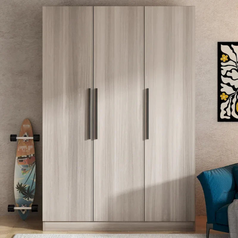 Armoire de rangement en bois avec 6 cubes de rangement et tringle à vêtements