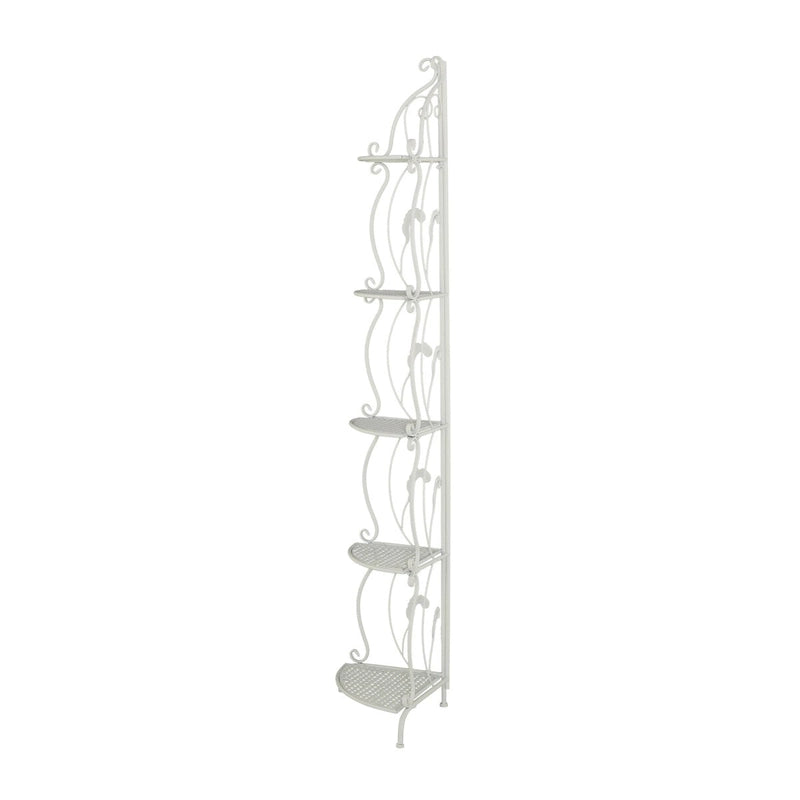 Étagère de Boulanger Pliable Haute à 5 Niveaux en Métal Décoratif pour Intérieur/Extérieur - Or ou Blanc - Roche River Decor
