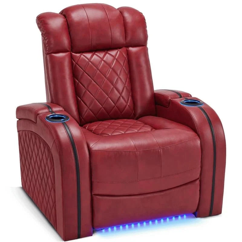 Fauteuil inclinable électrique MCombo avec appuie-tête réglable, siège de cinéma maison à deux moteurs avec port USB, cuir respirant HTS411