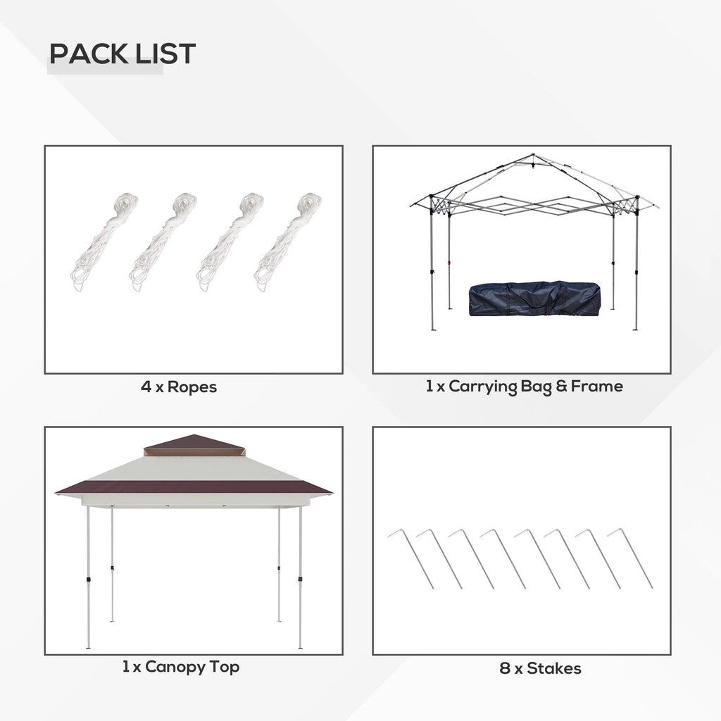 Outsunny 12 x 12 Tonnelle escamotable Pare-soleil Tente instantanée pliable avec filet latéral en maille, Hauteur réglable sur 3 niveaux