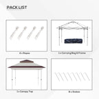 Outsunny 12 x 12 Tonnelle escamotable Pare-soleil Tente instantanée pliable avec filet latéral en maille, Hauteur réglable sur 3 niveaux