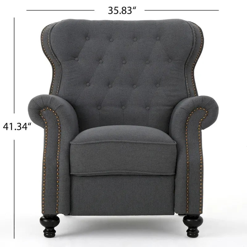 Fauteuil inclinable en tissu touffeté Walder avec têtes de clous par Christopher Knight Home