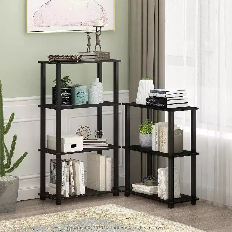 Furinno Étagère Ouverte Décorative à 4 Niveaux, Étagère de Présentation Polyvalente, Americano