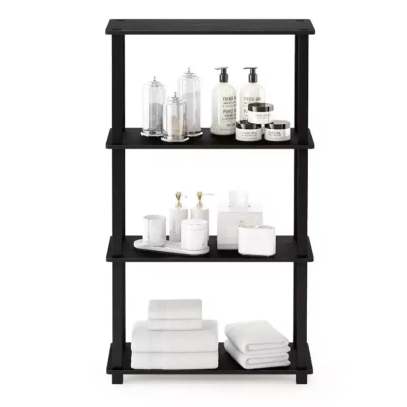 Furinno Étagère Ouverte Décorative à 4 Niveaux, Étagère de Présentation Polyvalente, Americano
