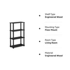 Furinno Étagère Ouverte Décorative à 4 Niveaux, Étagère de Présentation Polyvalente, Americano