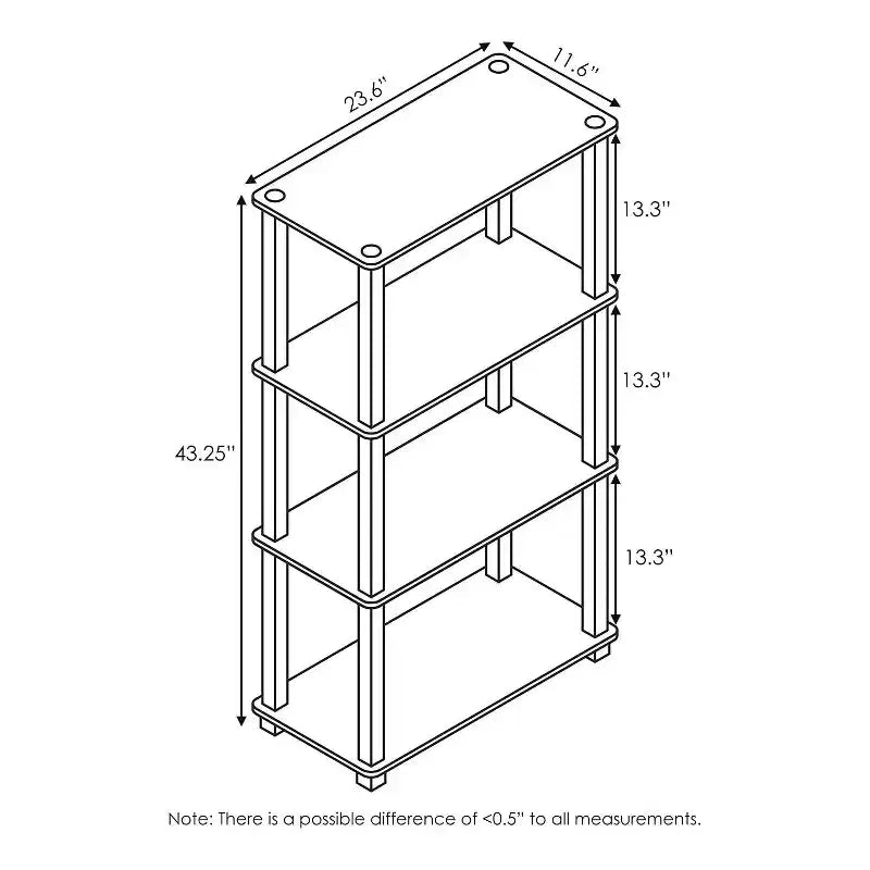 Furinno Étagère Ouverte Décorative à 4 Niveaux, Étagère de Présentation Polyvalente, Americano
