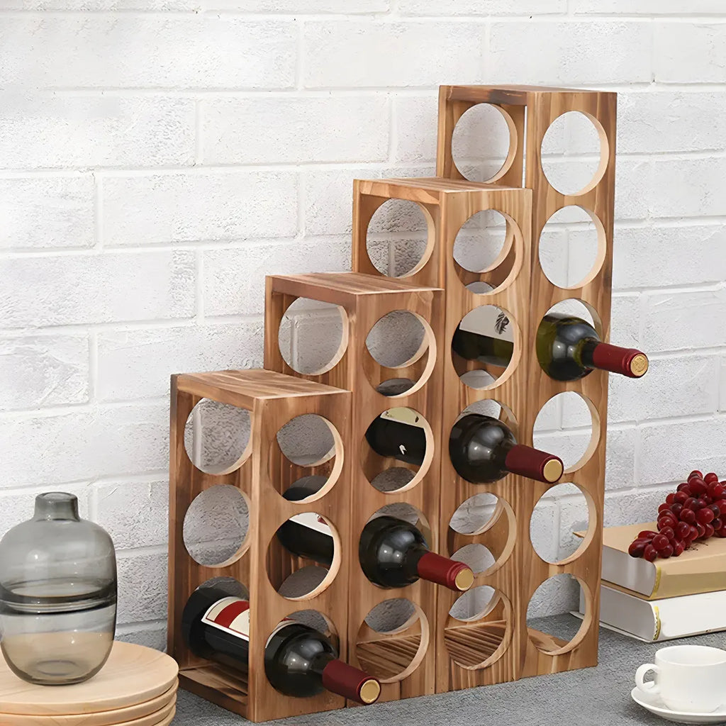Présentoir à Vin Empilable en Bois Naturel pour Comptoir