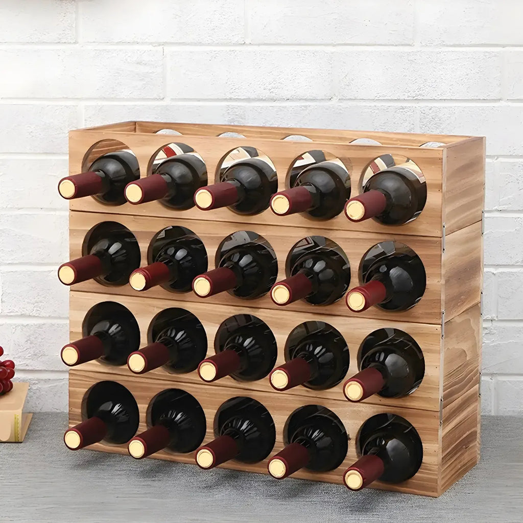 Présentoir à Vin Empilable en Bois Naturel pour Comptoir