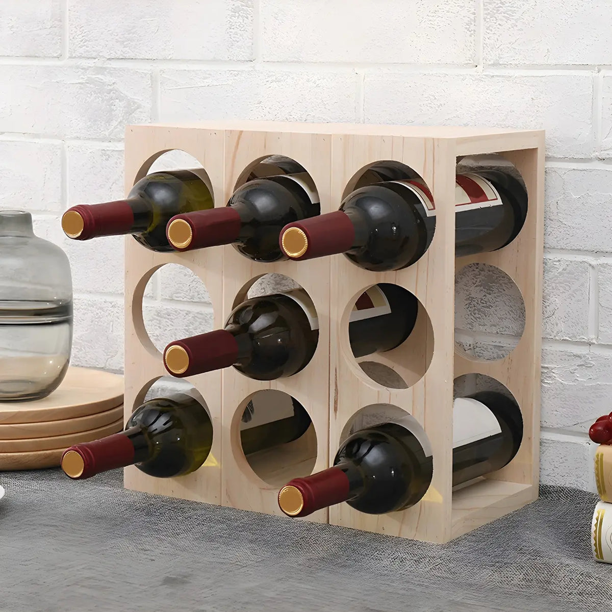 Présentoir à Vin Empilable en Bois Naturel pour Comptoir