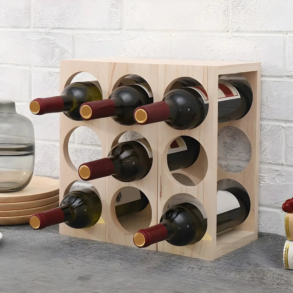 Présentoir à Vin Empilable en Bois Naturel pour Comptoir