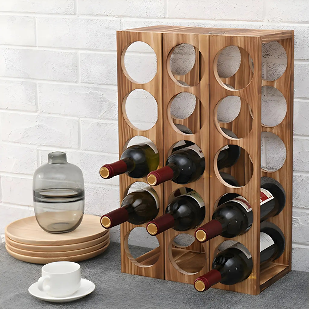 Présentoir à Vin Empilable en Bois Naturel pour Comptoir