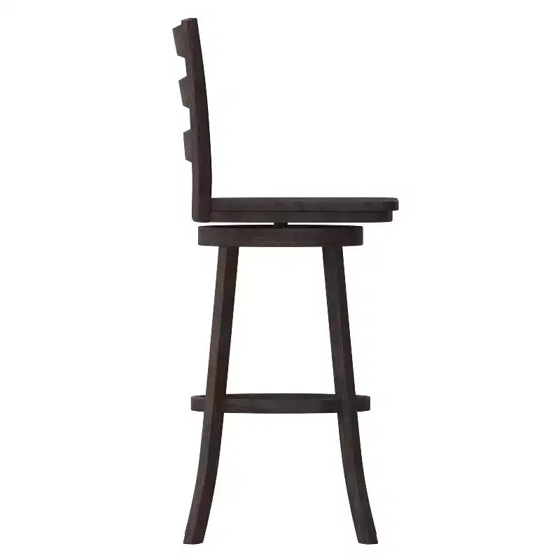 Tabouret de bar pivotant Flash Furniture Liesel en bois massif avec dossier en échelle, de qualité commerciale, hauteur de bar