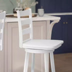 Tabouret de bar pivotant Flash Furniture Liesel en bois massif avec dossier en échelle, de qualité commerciale, hauteur de bar