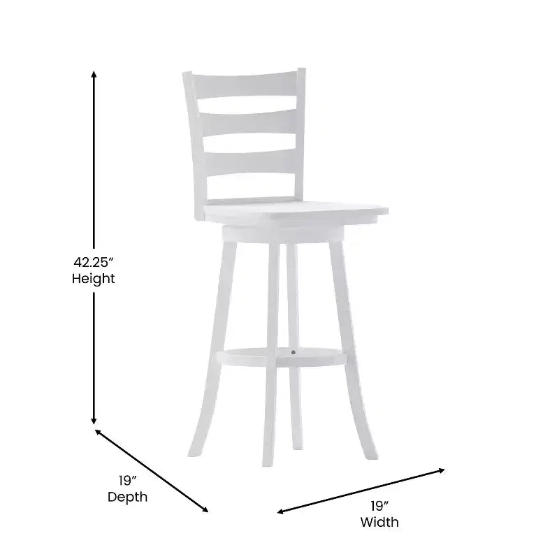 Tabouret de bar pivotant Flash Furniture Liesel en bois massif avec dossier en échelle, de qualité commerciale, hauteur de bar