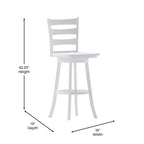 Tabouret de bar pivotant Flash Furniture Liesel en bois massif avec dossier en échelle, de qualité commerciale, hauteur de bar