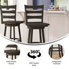 Tabouret de bar pivotant Flash Furniture Liesel en bois massif avec dossier en échelle, de qualité commerciale, hauteur de bar