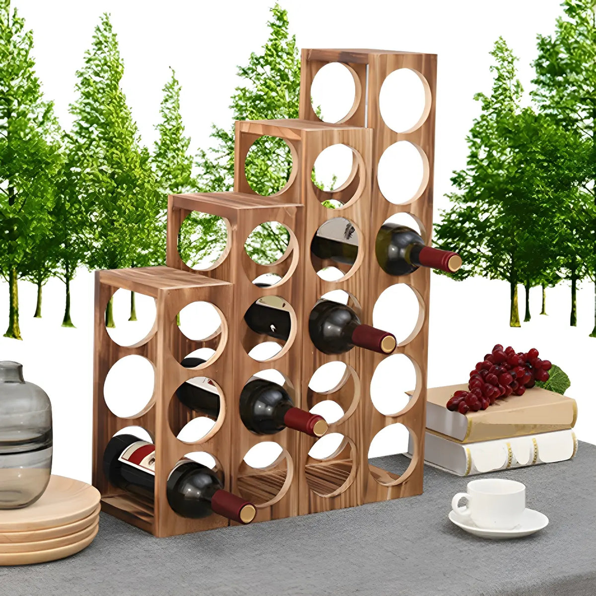 Présentoir à Vin Empilable en Bois Naturel pour Comptoir