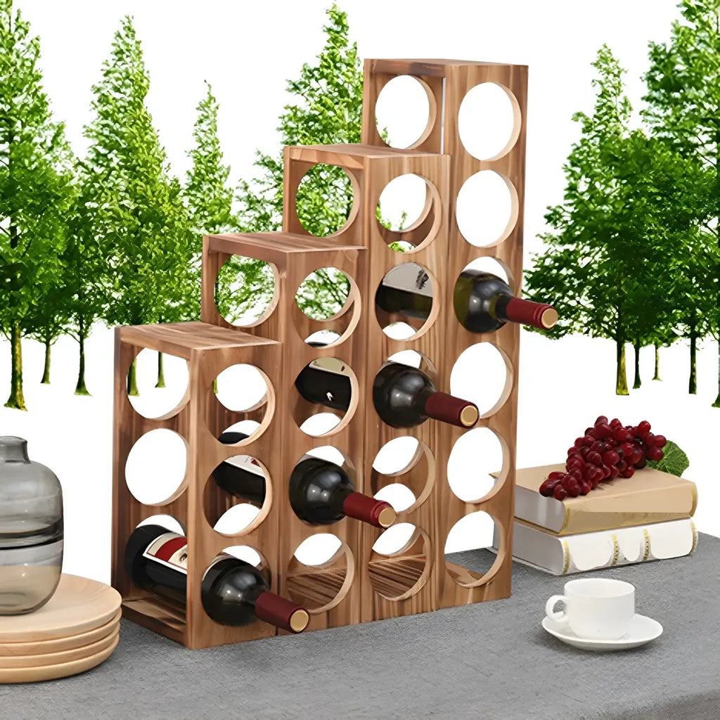 Présentoir à Vin Empilable en Bois Naturel pour Comptoir