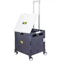 dbest products Quik Cart Swing Lid Four Swivel Wheeled Rolling Crate Utility With Seat Heavy Duty Collapsible Basket with Dual Telescopic Wagon Handle