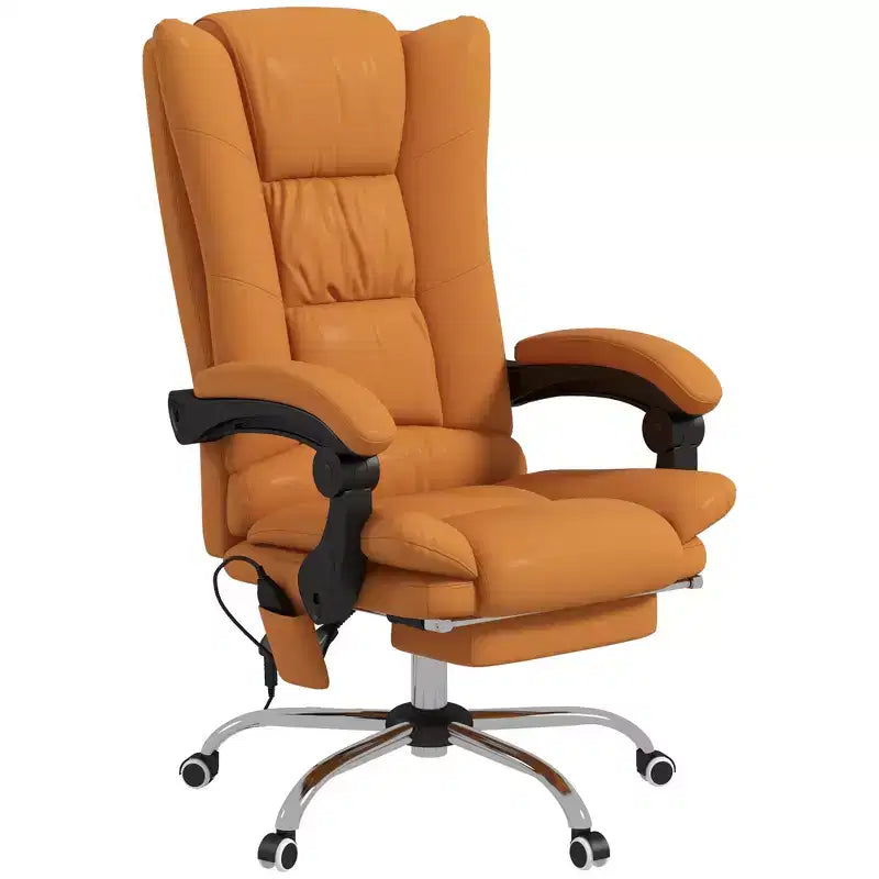 Chaise de bureau de massage vibrante Vinsetto avec chaleur, hauteur réglable, dossier haut, accoudoir, repose-pieds, chaise d'ordinateur confortable en cuir PU