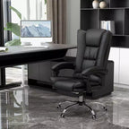 Chaise de bureau de massage vibrante Vinsetto avec chaleur, hauteur réglable, dossier haut, accoudoir, repose-pieds, chaise d'ordinateur confortable en cuir PU