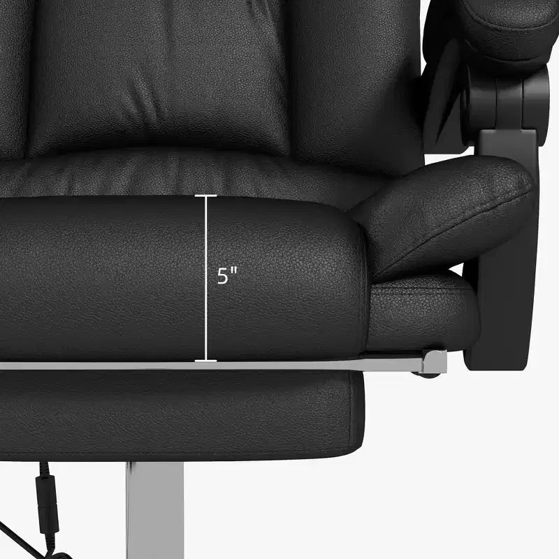 Chaise de bureau de massage vibrante Vinsetto avec chaleur, hauteur réglable, dossier haut, accoudoir, repose-pieds, chaise d'ordinateur confortable en cuir PU